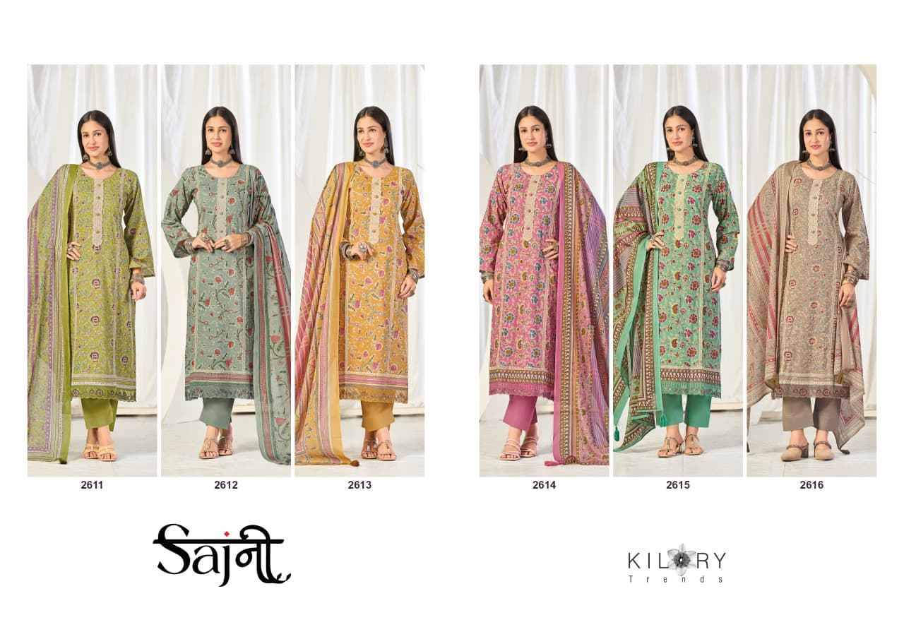 SAJNI By KILORY TRENDS 2611 to 2616 Series Beautiful Festive Suits Colorful Stylish Fancy Casual Wear & Ethnic Wear PURE LAWN COTTON Dresses At Wholesale Price